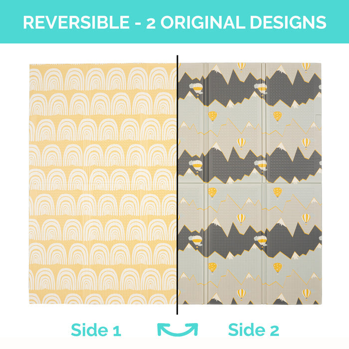 Large Play Mat - Hot Air Balloons & Yellow Rainbow