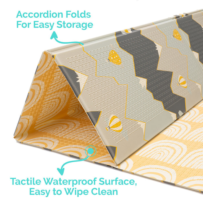 Large Play Mat - Hot Air Balloons & Yellow Rainbow