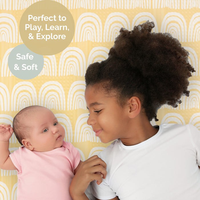Large Play Mat - Hot Air Balloons & Yellow Rainbow