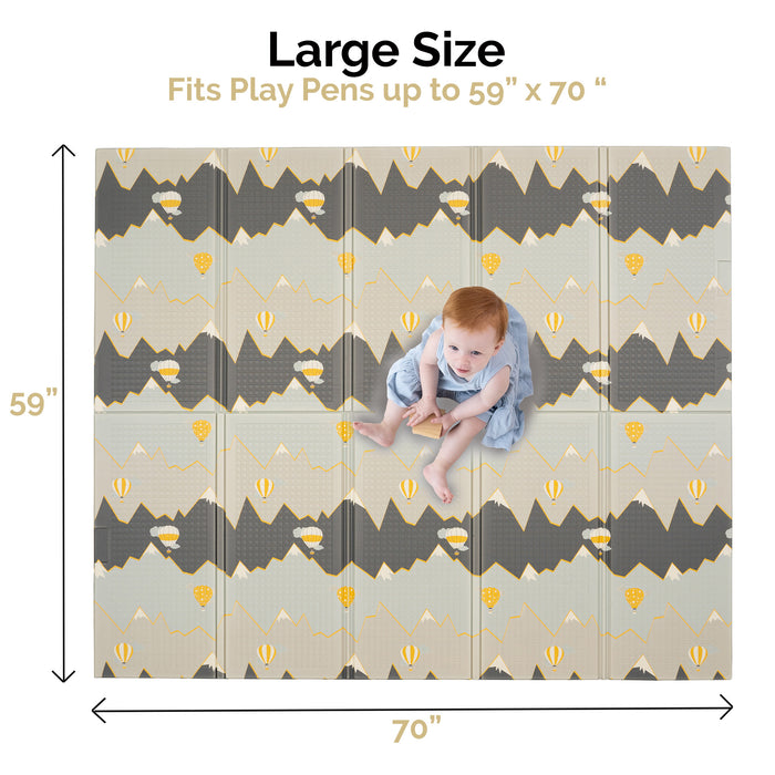 Large Play Mat - Hot Air Balloons & Yellow Rainbow