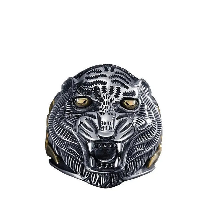 LEGENDARY TIGER FACE RING SILVER