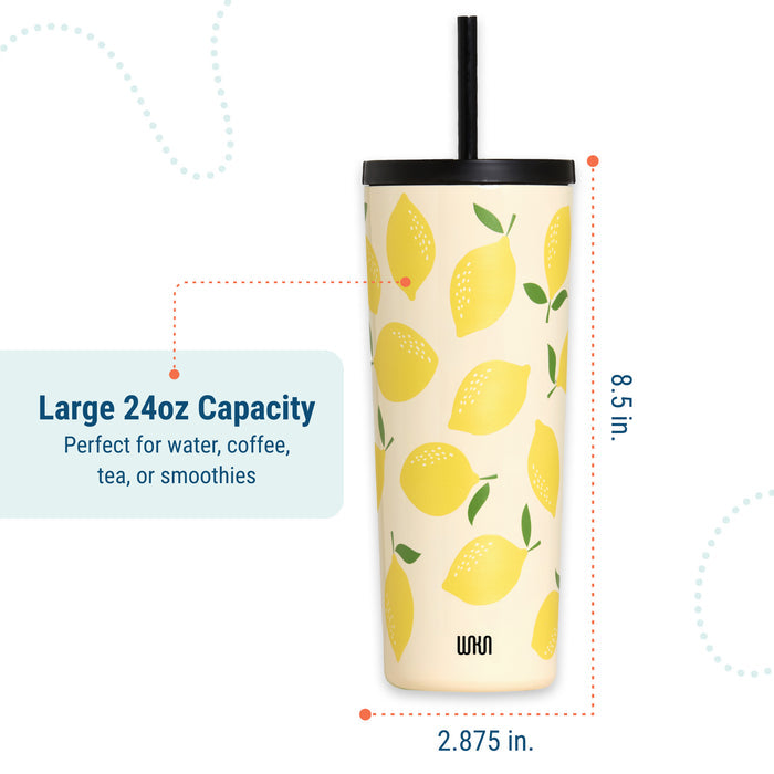 Lemons 24 oz Insulated Tumbler with Straw & Lid