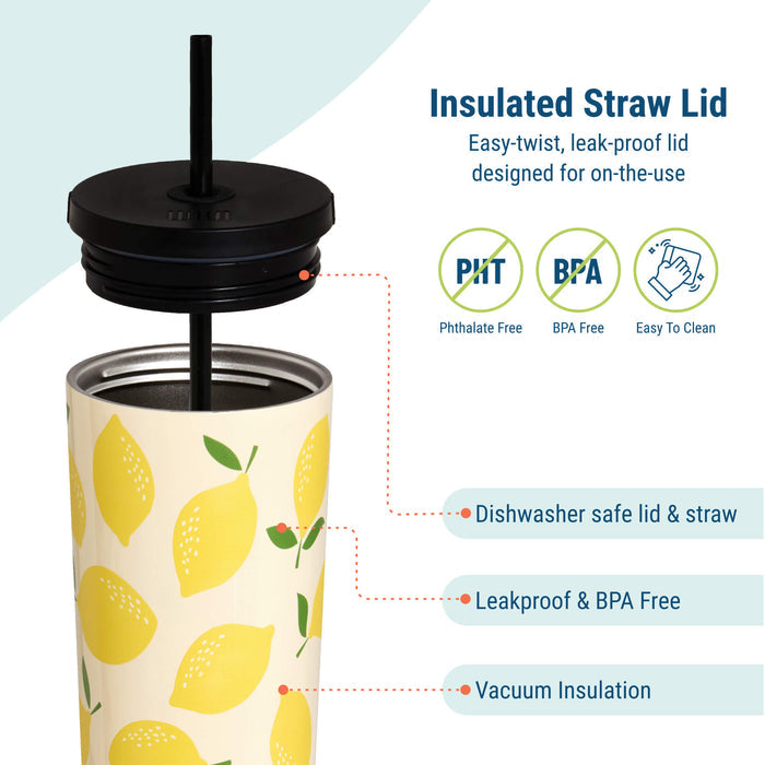 Lemons 24 oz Insulated Tumbler with Straw & Lid