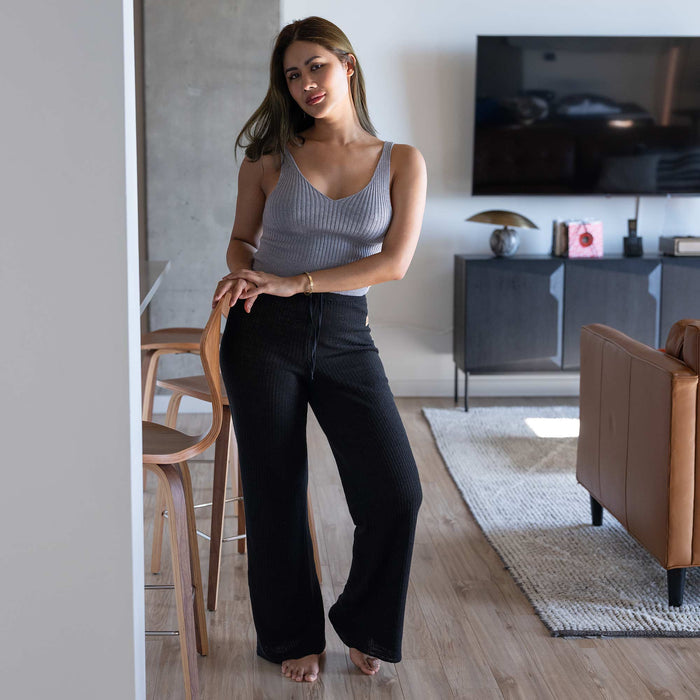 100% organic linen knit pants