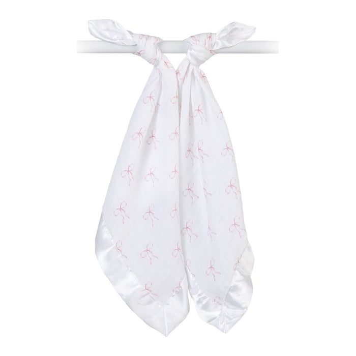 Lulujo 2-Pack Vintage Cotton Muslin Security Blankets Set - Bows