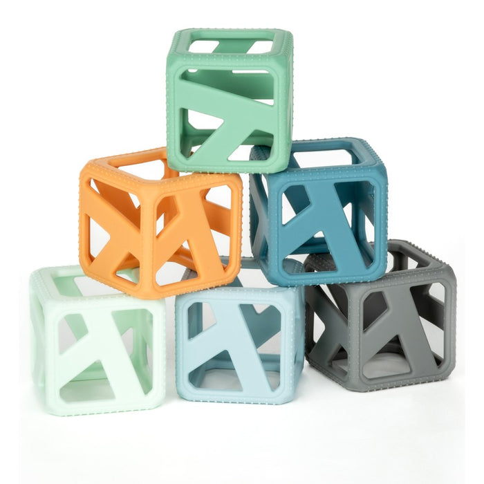 Malakrey Kids Stack N Chew Mini Cubes Teething Toy - Earthy Default Title