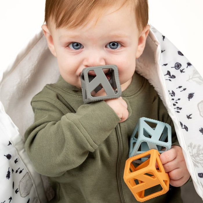 Malakrey Kids Stack N Chew Mini Cubes Teething Toy - Earthy