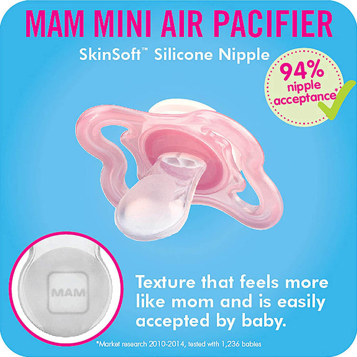 MAM Mini Air 2-Pack Pacifiers - Girl (0-6 Months)