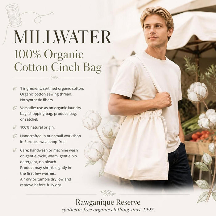 100% certified organic cotton cinch laundry bag plastic-free