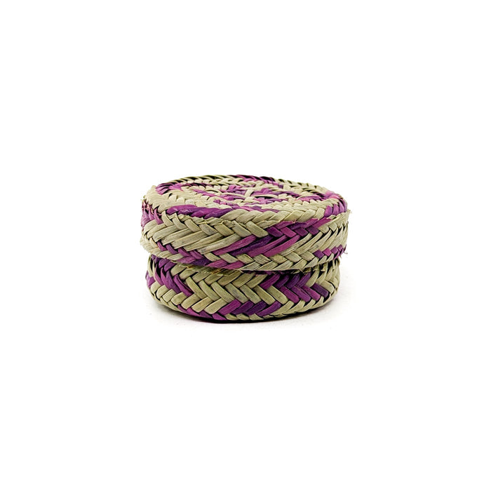 Mini Lidded Pine Basket in Pink