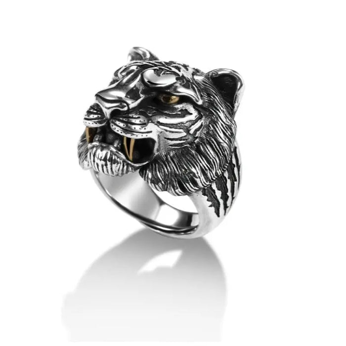 MYTHICAL SILVER TIGER HEAD RING Tiger-Universe