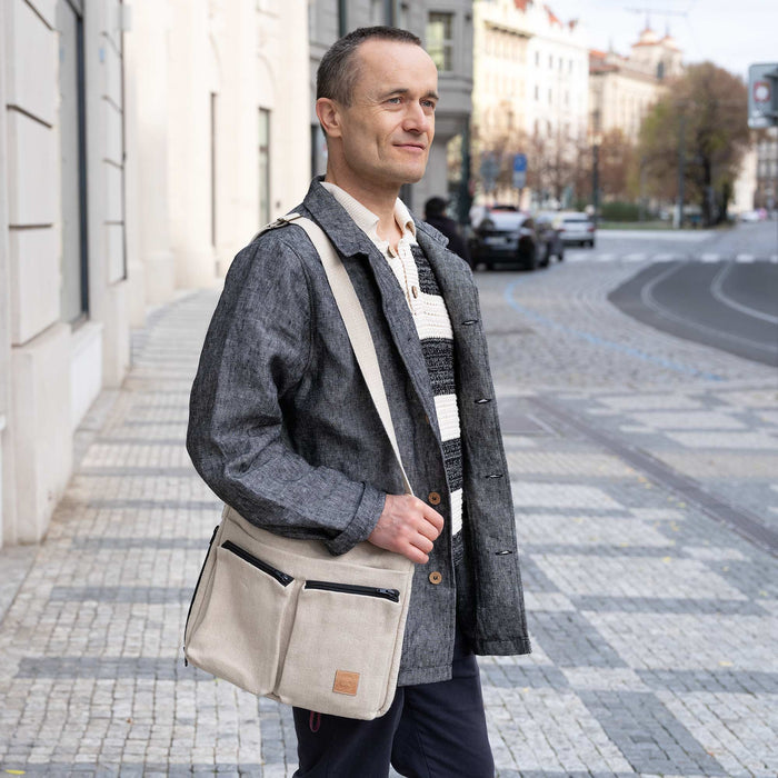 100% organic linen laptop bag