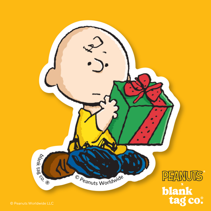 Peanuts® Waterproof Sticker - Charlie With A Gift