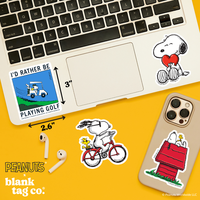 Peanuts® Waterproof Sticker - I'd Rather Be Playing Golf