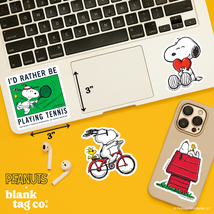 Peanuts® Waterproof Sticker - I'd Rather Be Playing Tennis
