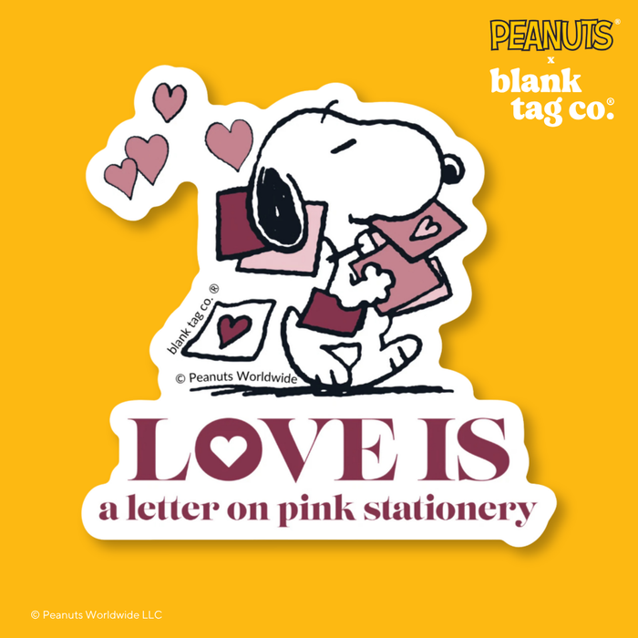 Peanuts® Waterproof Sticker - Love Is A Letter On Pink Stationery