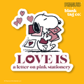 Peanuts® Waterproof Sticker - Love Is A Letter On Pink Stationery