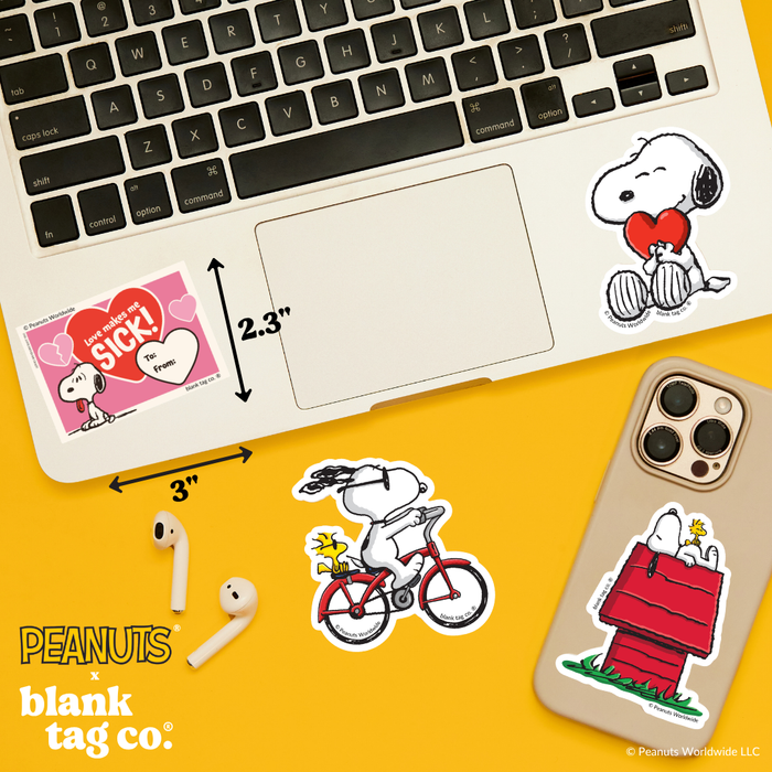 Peanuts® Waterproof Sticker - Love Makes Me Sick