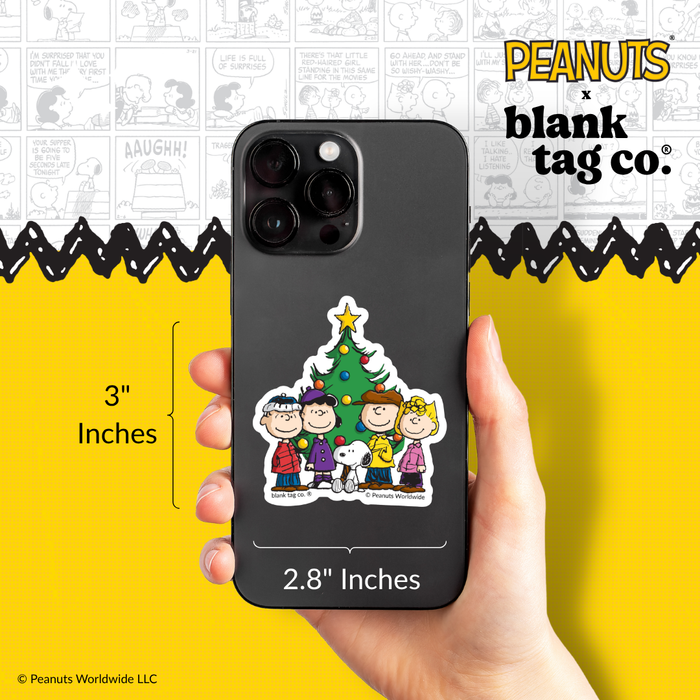 Peanuts® Waterproof Sticker - Peanuts Gang With A Christmas Tree