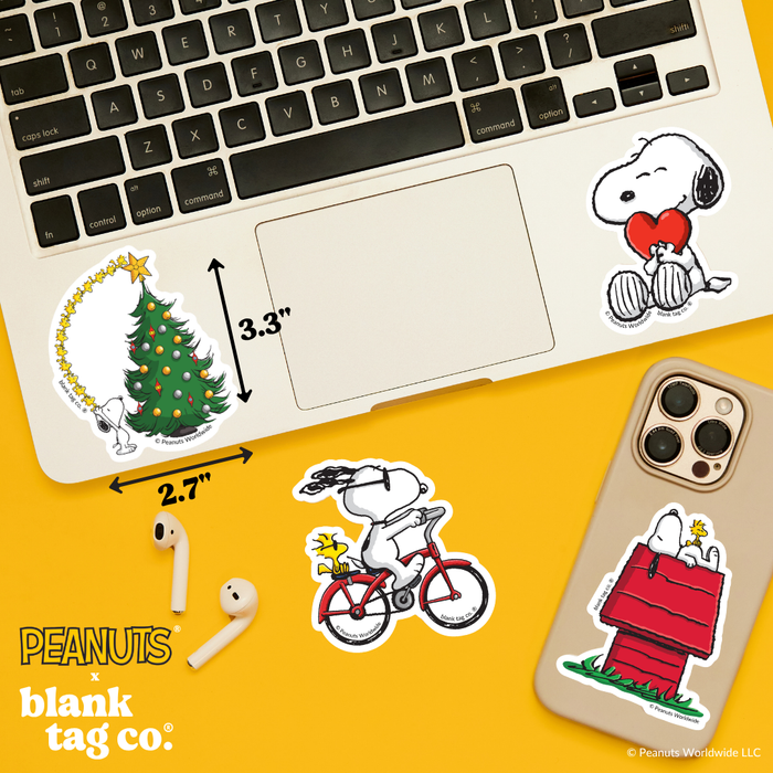 Peanuts® Waterproof Sticker - Snoopy and Woodstock Decorating A Christmas Tree