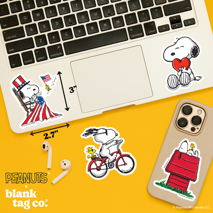 Peanuts® Waterproof Sticker - Snoopy Sewing A Flag