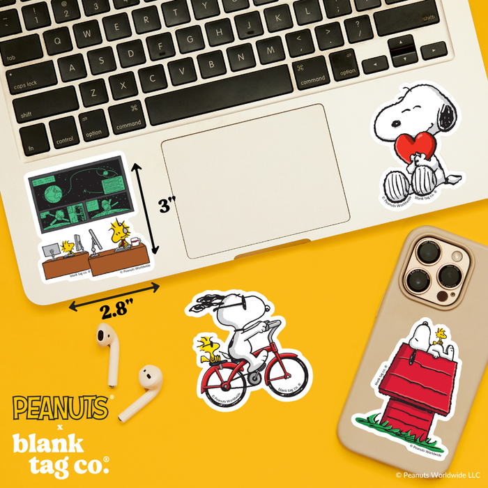 Peanuts® Waterproof Sticker - Woodstock and Co. At Work