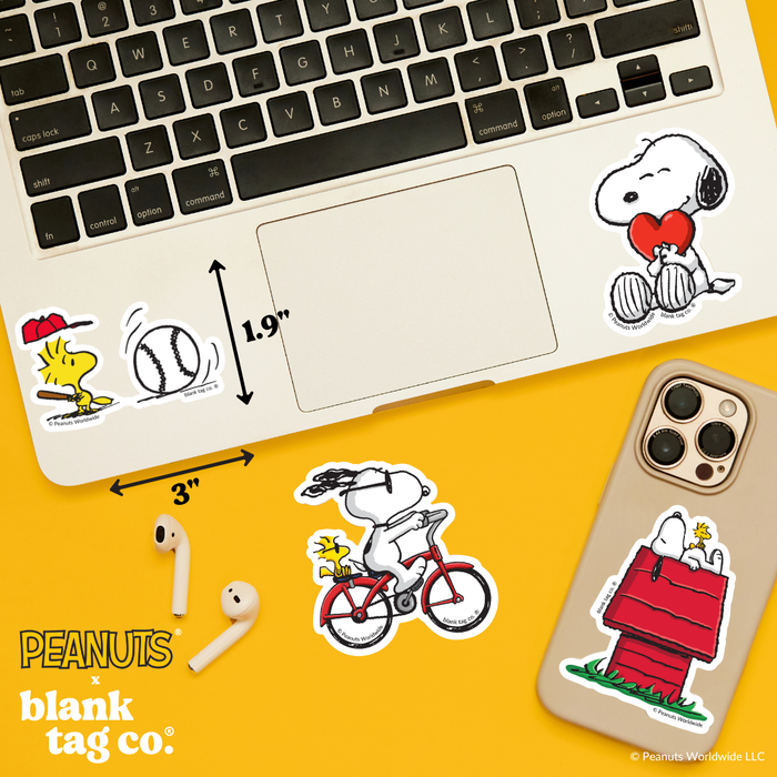 Peanuts® Waterproof Sticker - Woodstock Playing Baseball