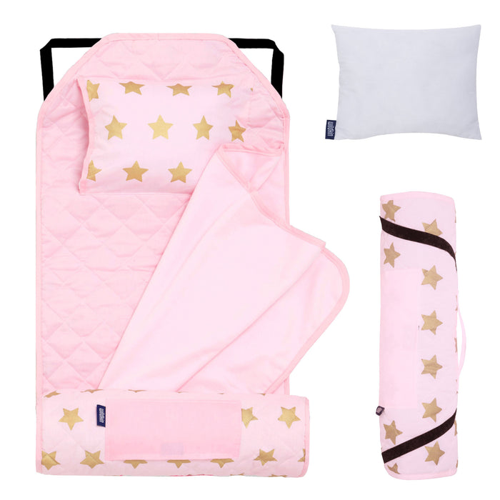 Pink and Gold Stars Modern Nap Mat