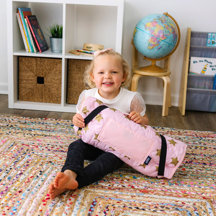 Pink and Gold Stars Modern Nap Mat