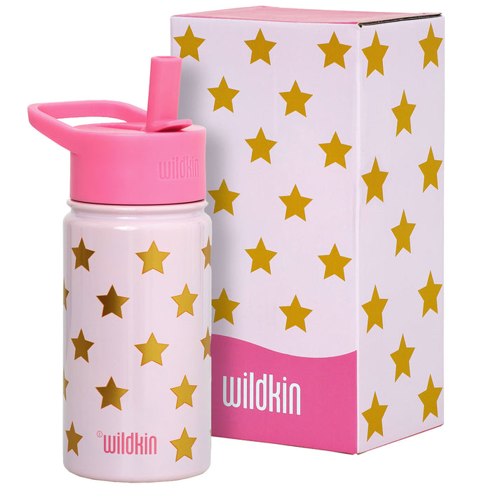 Pink and Gold Stars Steel Water Bottle