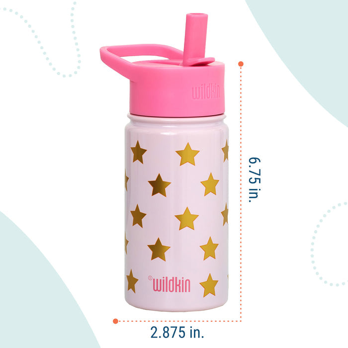 Pink and Gold Stars Steel Water Bottle