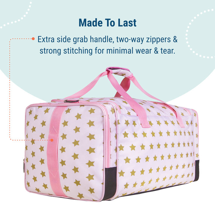 Pink and Gold Stars Weekender Duffel Bag