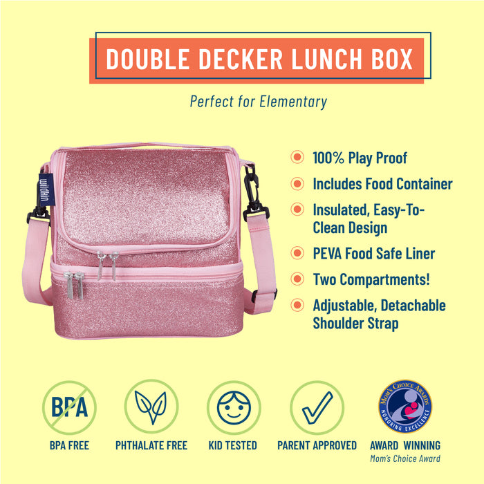 Pink Glitter Two Compartment Lunch Bag