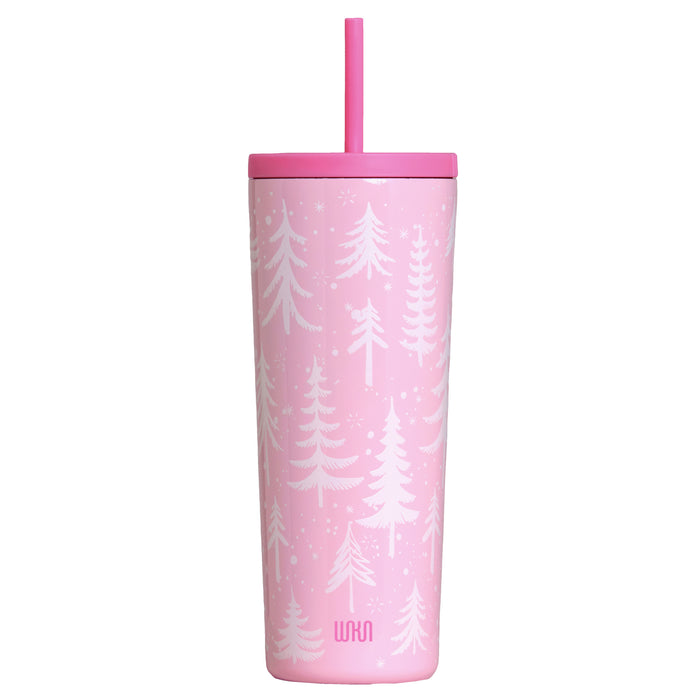 Pink Wonderland 24 oz Insulated Tumbler with Straw & Lid