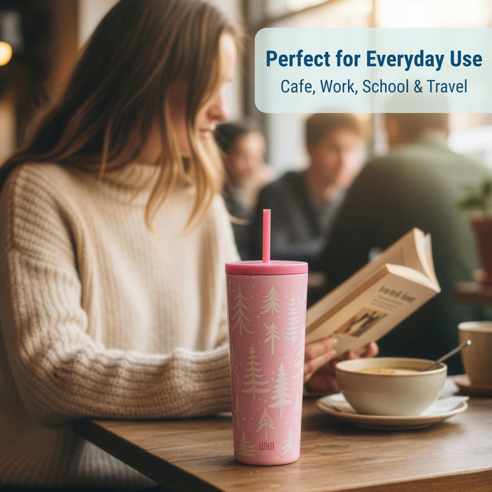 Pink Wonderland 24 oz Insulated Tumbler with Straw & Lid