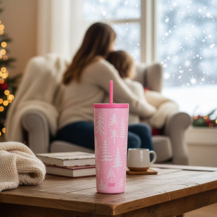 Pink Wonderland 24 oz Insulated Tumbler with Straw & Lid
