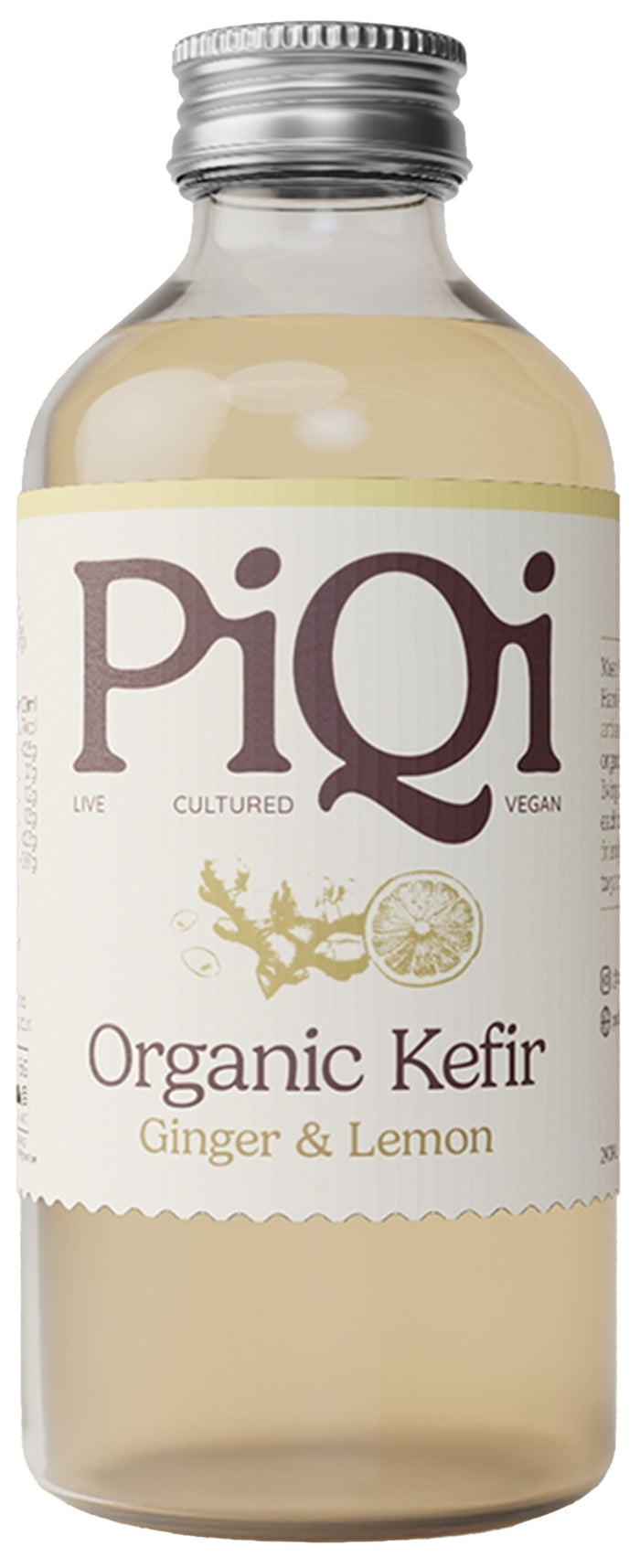 PiQi Organic Fermented Water Kefir Ginger & Lemon 240ml