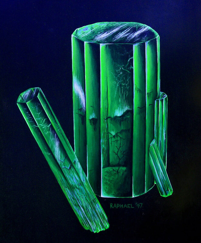 Print of a Painting of a Large, Fine Emerald Crystal