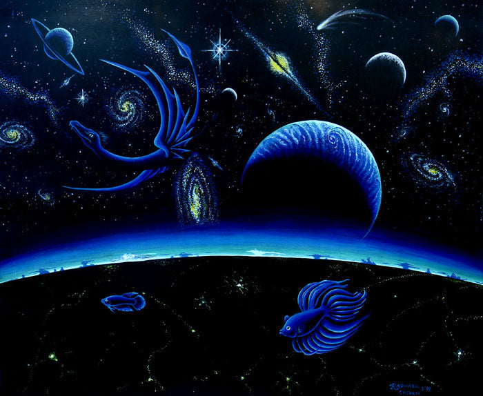 Print of a Spacescape with a Siamese Fighting Fish