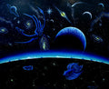Print of a Spacescape with a Siamese Fighting Fish