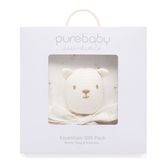 Purebaby Organic Cotton Bunny Rug and Snookie Soother Blanket Set