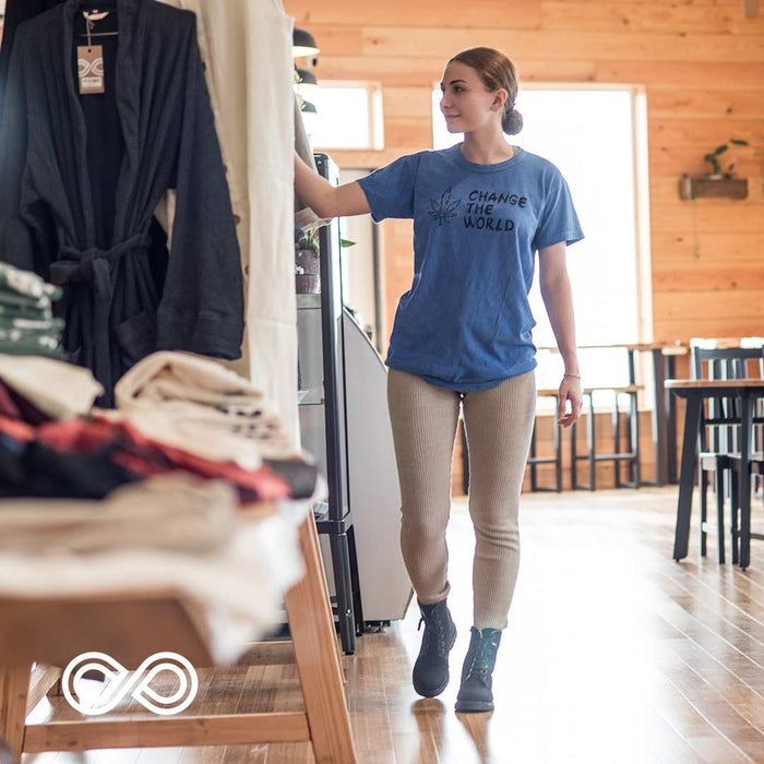 PUREVALLEY 100% Organic Prima Cotton T-Shirt - Eco-Printed: Changing The World (99.9% Biodegradable)