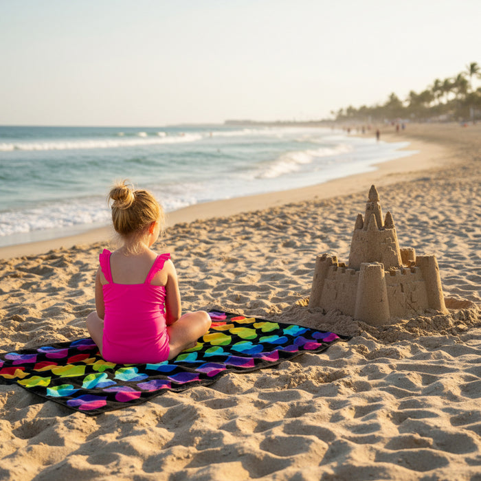 Rainbow Hearts 100% Cotton Beach Towel