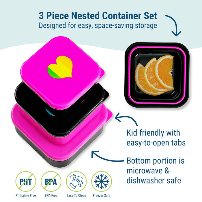 Rainbow Hearts Nested Snack Containers