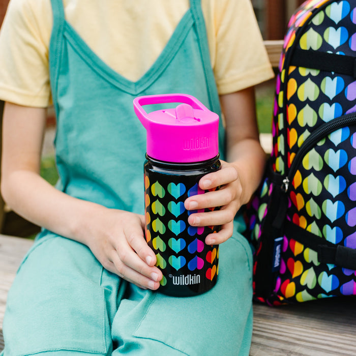 Rainbow Hearts Steel Water Bottle