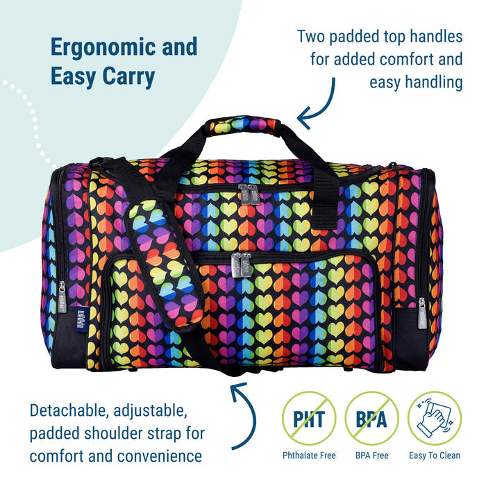 Rainbow Hearts Weekender Duffel Bag