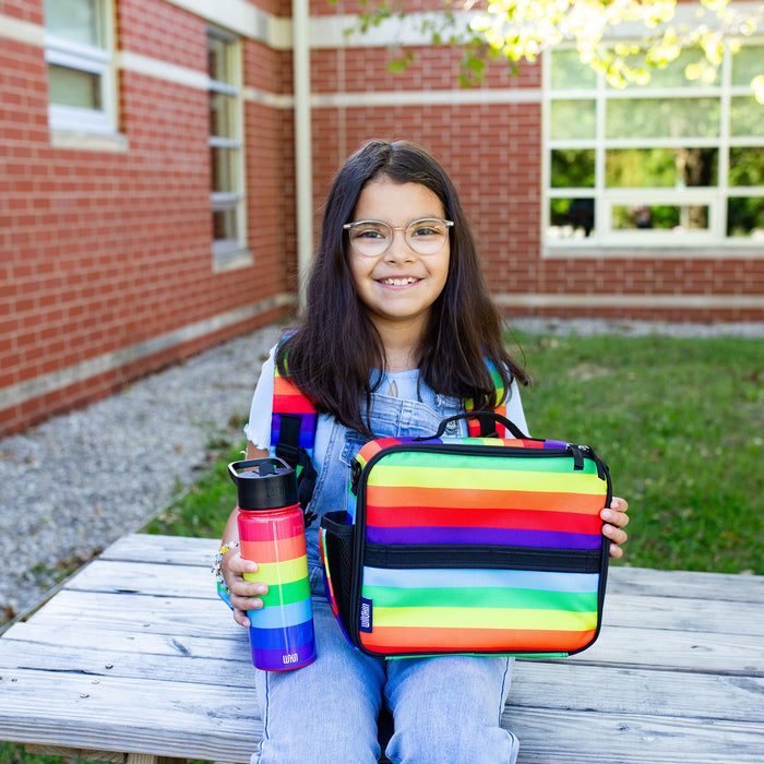 Rainbow Stripe Steel Water Bottle