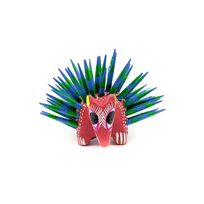 Red Porcupine with Green and Blue Quills