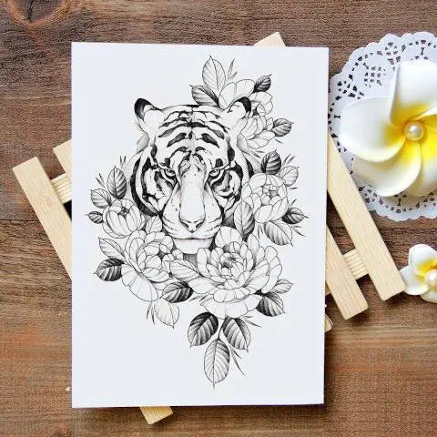ROMANTIC TIGER TATTOO WITH ROSES Tiger-Universe