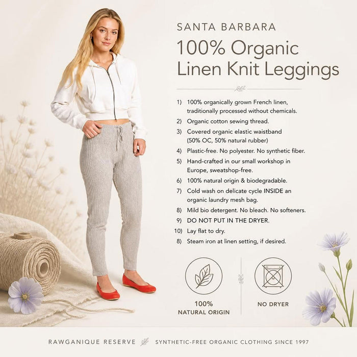 plastic-free 100% organic linen knit leggings